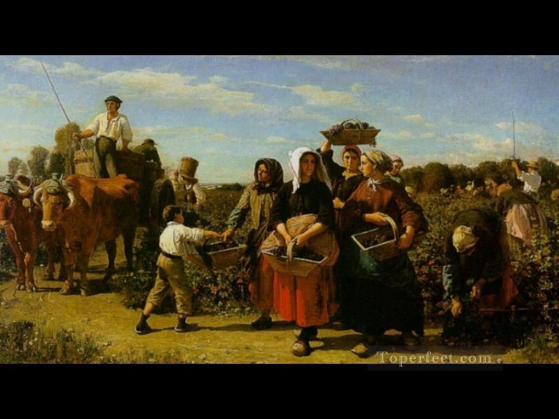 The Vintage at Chateau Lagrange countryside Realist Jules Breton Oil Paintings